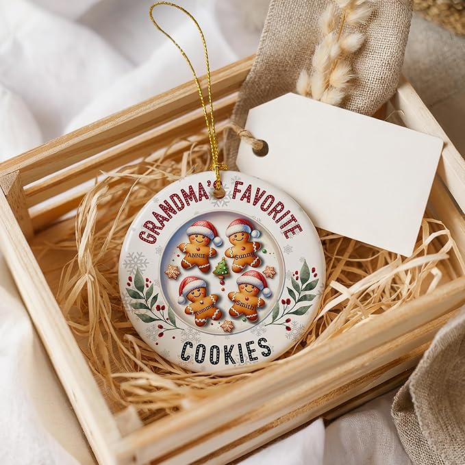Personalized Gingerbread Christmas Ornaments for Family of 4, Custom 2025 Christmas Ornament with Names, Idea, Unique Xmas Tree Hanging Decoration