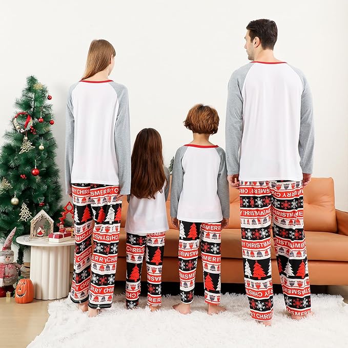 Family Christmas PJs Matching Sets, Cute Holiday Pajamas Printed Top and Pants, Xmas Jammies for Couples/Men/Women