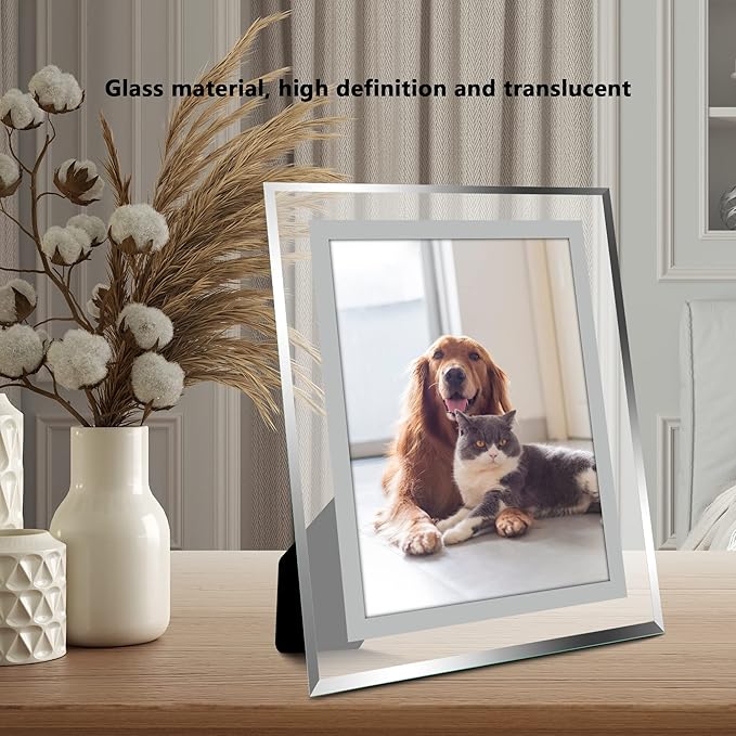 Vienrose 5x7 Picture Frame Set of 2, Clear Glass Photo Frames with Silver Edge, Horizontal or Vertical Display for Tabletop, Desk, Home, Office Decoration