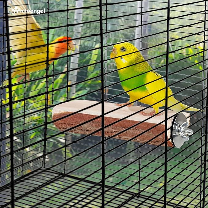 Niteangel Parrot Cage Perch, Wooden Platform for Birds (2 Pack)