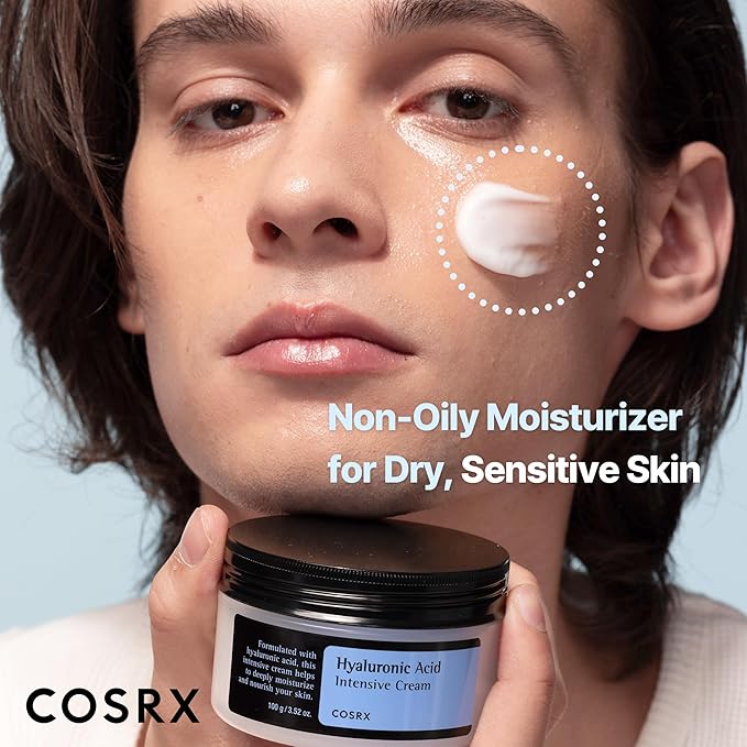 COSRX Hyaluronic Acid Moisturizing Cream, Long-lasting Hydration, Rich Moisturizer for Sensitive Skin 3.52 oz / 100g, Korean Skin Care, Stocking Stuffers, Animal Testing Free, Parabens Free