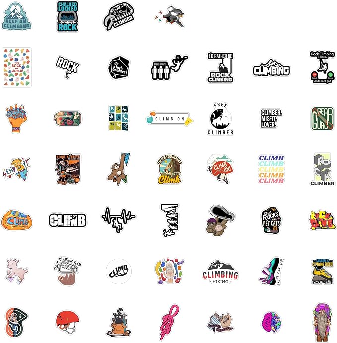 100Pcs Rock Climbing Stickers for Water Bottle and Laptop - Rock Climbing Party Supplies & Decorations, Waterproof Vinyl Decals, Adventure and Sport Stickers, Gifts for Women & Men