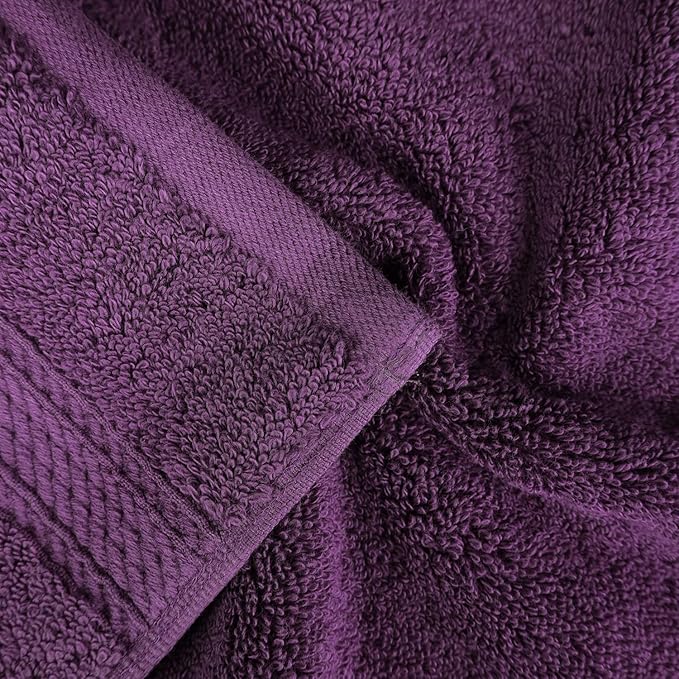 BLUENILEMILLS Madison Egyptian Cotton Towels, Towel Set for Bathroom, Shower, Hotel, Plush, 900 GSM, Highly Absorbent and Ultra-Soft Towels, Bath Essentials, 8 Piece Assorted Towel Set, Plum