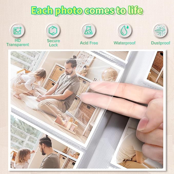 Photo Album 4x6 with 1000 Pockets,Slip-in Picture Albums,Linen Cover Memory Book with Front Window,White Page Vertical Photo Book for Wedding,Family,Anniversare,Baby,Vacation