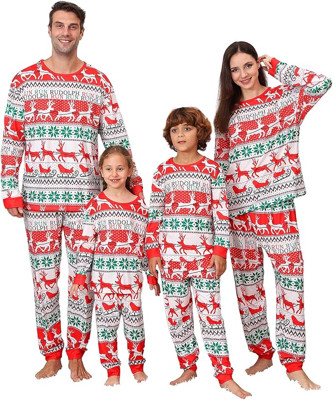 PYAEAS Matching Family Pajamas Sets Christmas PJ's Jammies Holiday Sleepwear Loungewear for Adult Women Men Xmas Outfits