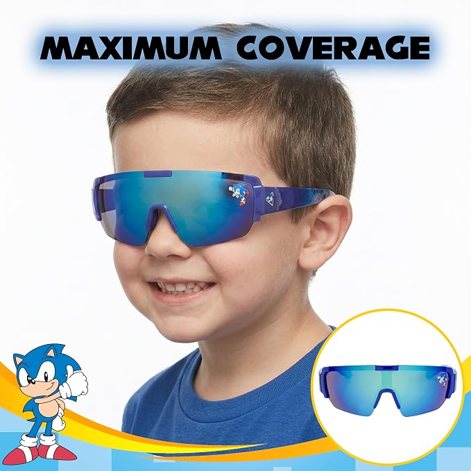 ARKAID Sonic the Hedgehog Boys Sunglasses | 100% UV Protection | Official Sega Sonic the Hedgehog Boys Sunglasses | Impact Resistant | Gift Idea | Fits Most Kids