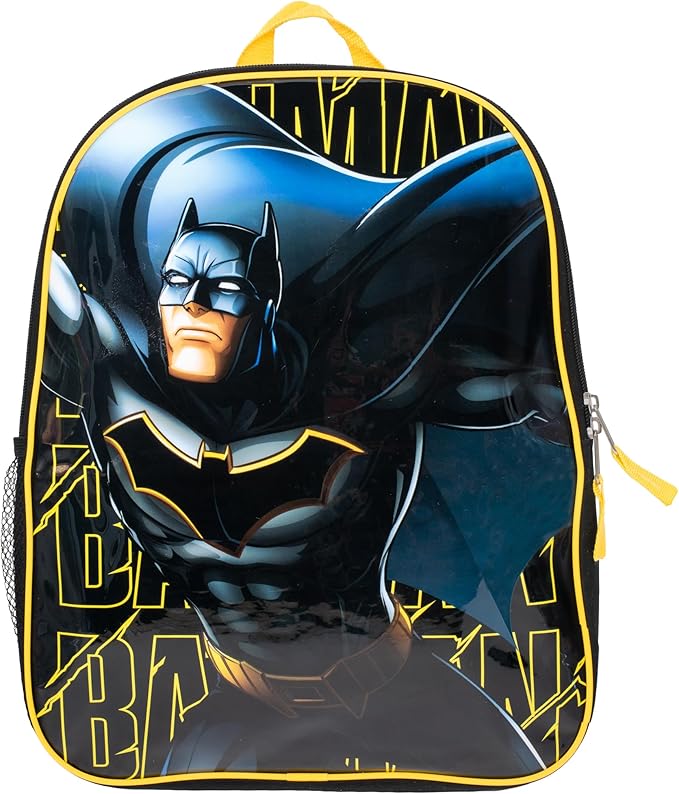 AI ACCESSORY INNOVATIONS Batman Kids Backpack, Dark Knight Superhero 15" School Bag for Boys, Black