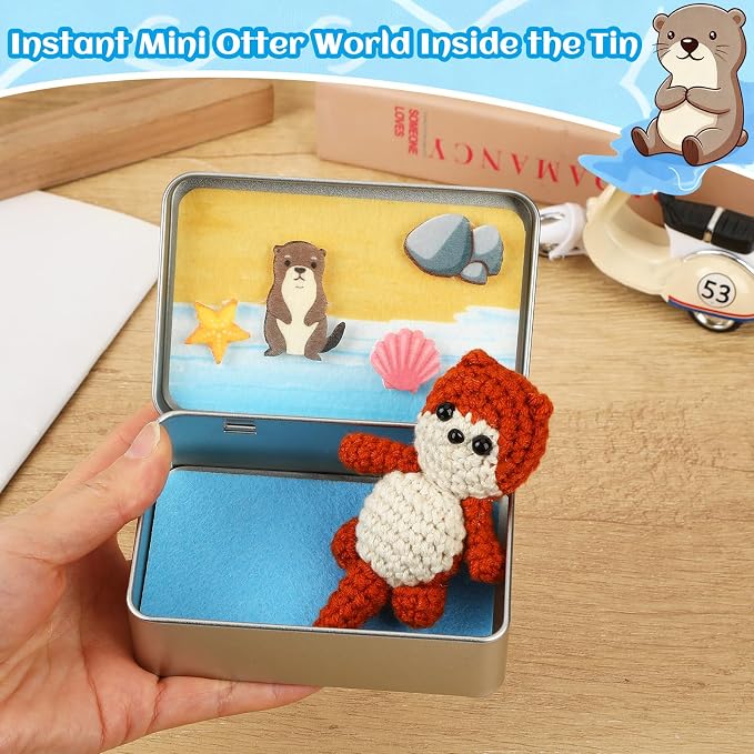 Little Otter Buddy - Knitted Otter Desk Companion Gift | Cute knitted otter buddy, a soft desk companion and thoughtful gift for coworkers, friends and otter lovers