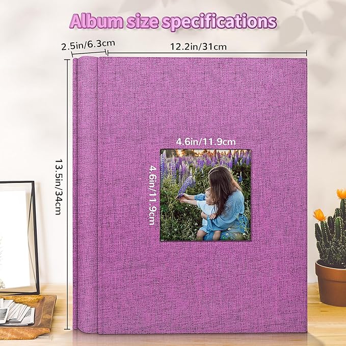 Photo Album 4x6 with 600 Pockets,Slip-in Picture Albums,Linen Cover Memory Book with Front Window,White Page Vertical Photo Book for Wedding,Family,Anniversare,Baby,Vacation