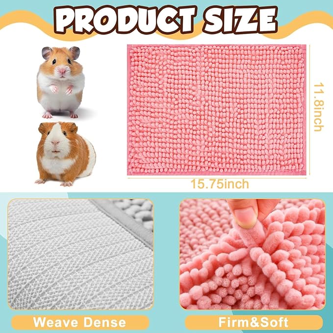 8 Pcs Guinea Pig Liner Washable Rabbit Cage Liner 16x12 Inch Guinea Pig Fleece Mats Reusable Bedding Pee Pads for Small Animals, Bunny(Pink)