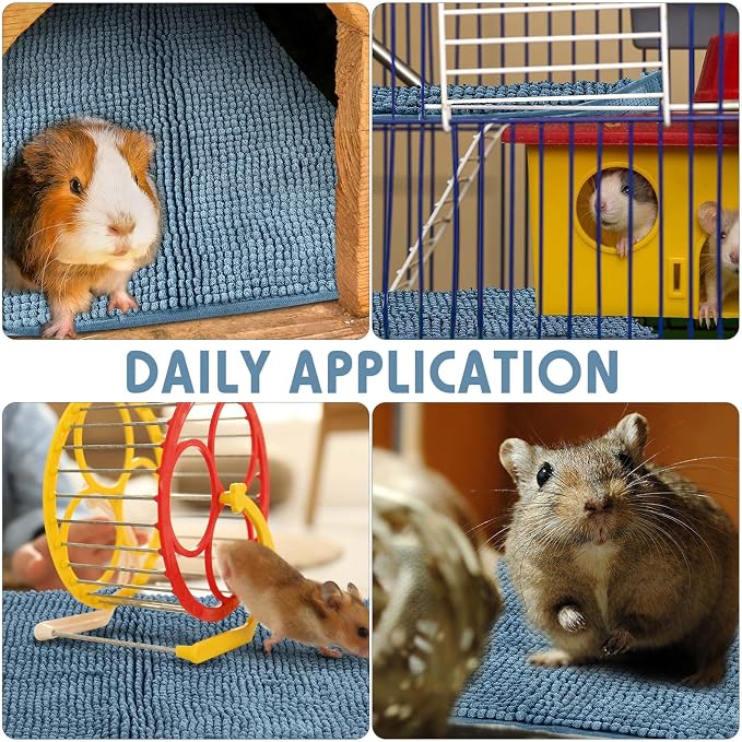 Amylove 4 Pcs Guinea Pig Cage Liner 16 x 24 Inch Washable Chenille Pee Pads Pet Dog Cat Bedding Training Mat Reusable for Small Animals Puppy Bunny Hamster Chinchilla