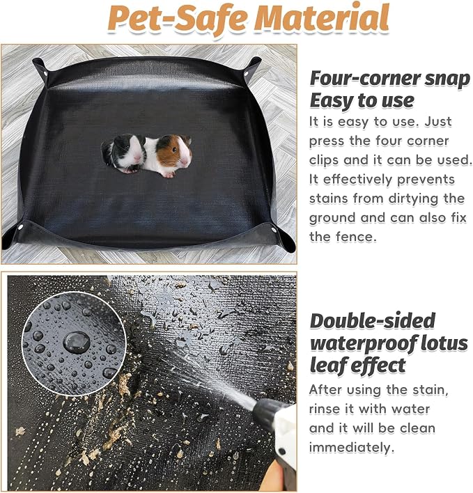 PINVNBY 59"x59" Thickening Waterproof Pet Playpen Mat, Guinea Pig Cage Liner Tarp Bottom Reusable Base for Rabbits, Bunny, Ferrets and Other Small Animals, 2 PCS