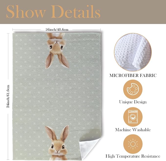 Cute Bunny Bathroom Hand Towels, Kids Bathroom Decor, Rabbit Lovers Gifts, Forest Bunny Nursery Decorative Hand Towels for Kids Bath Room Washroom Toilet, 16x24 Inch