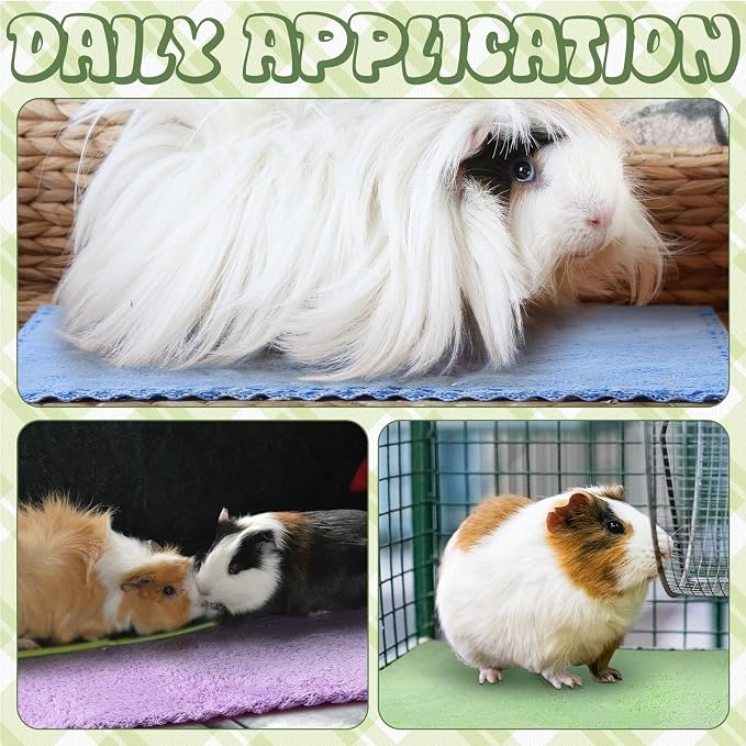 Newwiee 24 Pcs Guinea Pig Fleece Bedding Blankets Bulk Washable Small Animal Fleece Cage Liners Pet Wash Cloth Sleeping Mat Cover for Hamster Chinchilla Rabbit Hedgehog (12 x 12 Inch,Multicolor)
