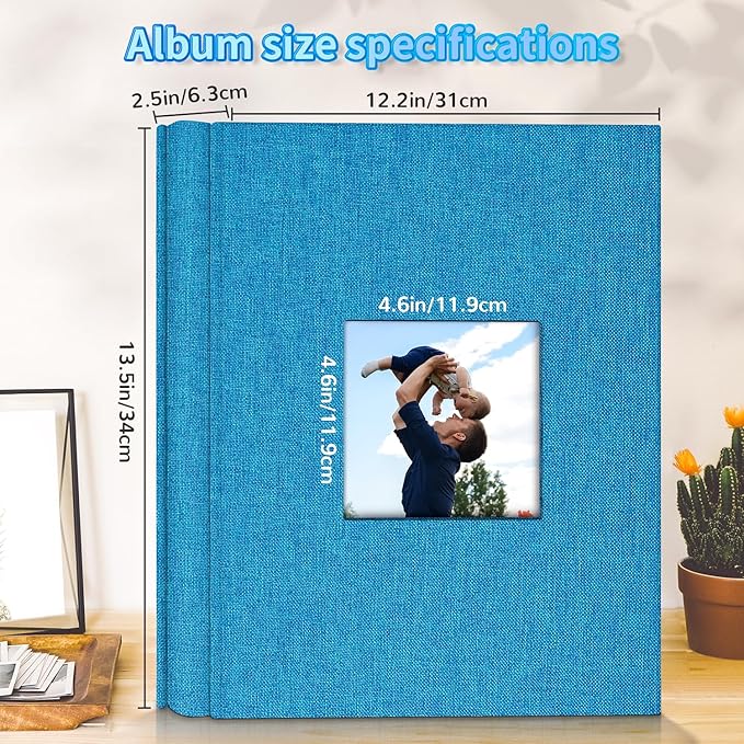 Photo Album 4x6 with 600 Pockets,Slip-in Picture Albums,Linen Cover Memory Book with Front Window,White Page Vertical Photo Book for Wedding,Family,Anniversare,Baby,Vacation