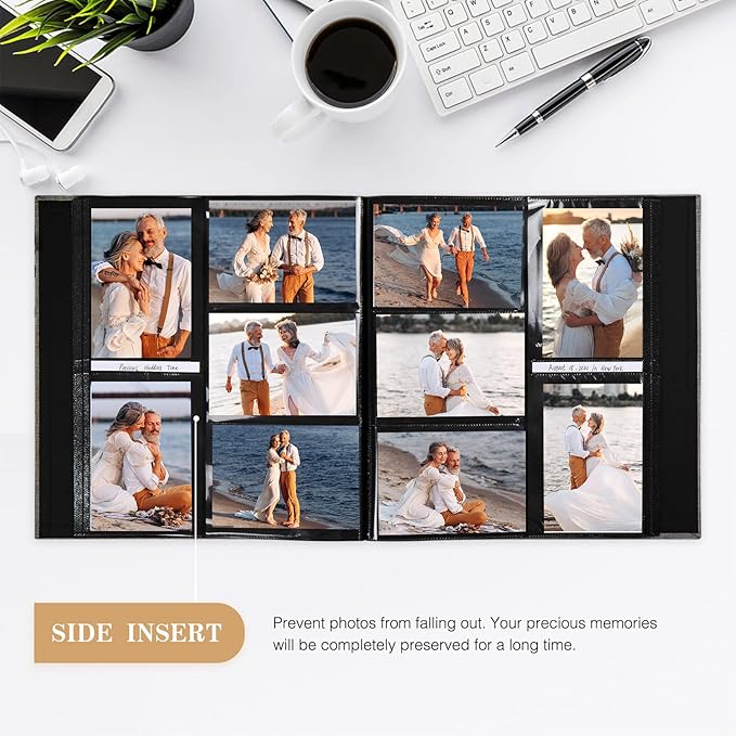 potricher Linen Hardcover Photo Album 4x6 1000 Photos Large Capacity for Family Wedding Anniversary Baby Vacation (Khaki, 1000 Pockets)