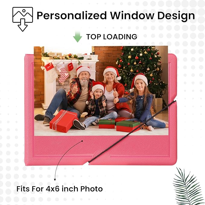 Lifting Small Photo Album 4x6 Holds 40 Photos with Customizable Cover，Mini Leather Picture Album Book for Wedding，Family，Baby Memories (Red)