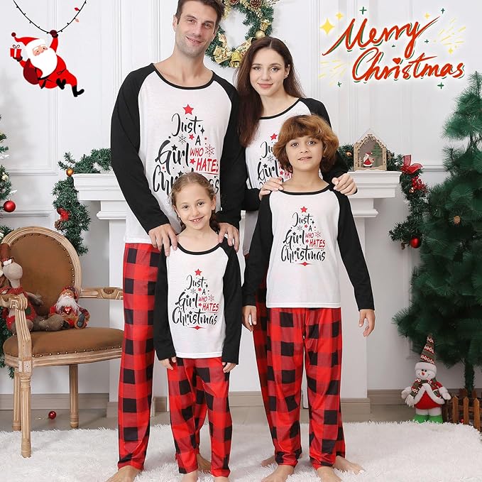 Family Christmas PJs Matching Sets, Cute Holiday Pajamas Printed Top and Pants, Xmas Jammies for Couples/Men/Women