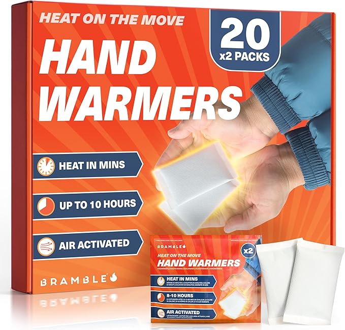 Bramble - Hand Warmers Disposable – Air-Activated Pocket Warmers for Hiking, Skiing, Camping, and Outdoor Activities – Provides Up to 10 Hours of Heat
