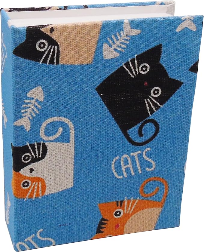 Small Photo Album for Kids, 100 Pockets 4x6 Bookshelf Baby Picture Album, Slip-in Linen Cover Photo Book for Family(Kitty)