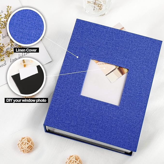 Ywlake Photo Album 4x6 200 Pockets 2 Packs, Linen Photo Albums Holds 200 Horizontal Pictures Only Blue