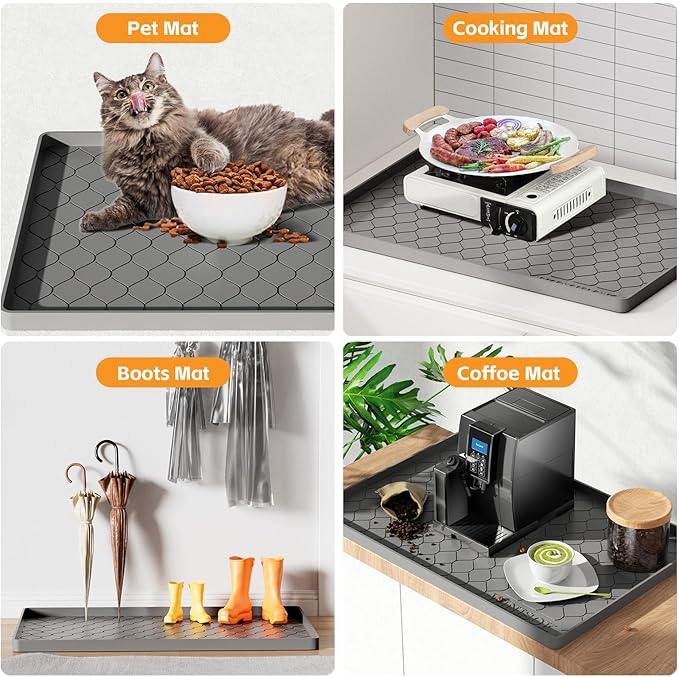 Silicone Under Sink Mat 28" x 22", kitchen Essentials and Gadgets, Shelf liner and Cabinet Protector, Home Organizers and Storage, Waterproof Bathroom Tray