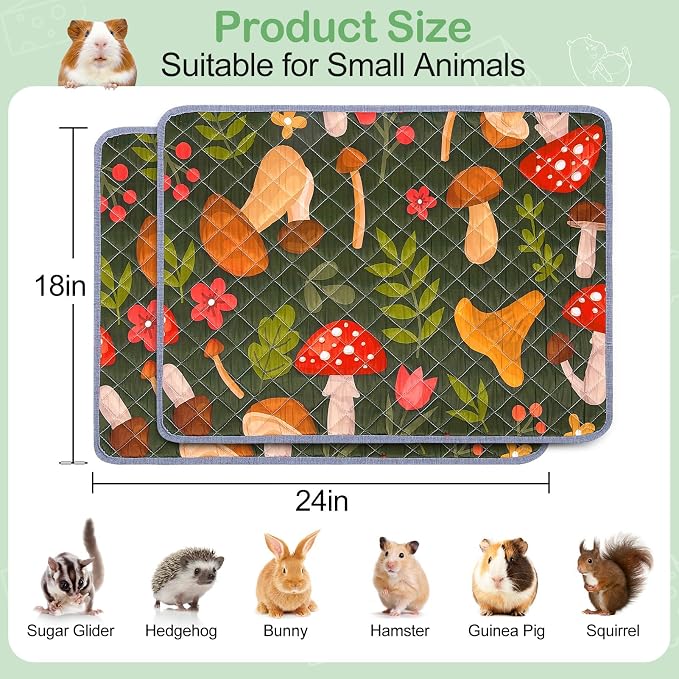 Unicorn Catcher 2 Pack Washable Guinea Pig Cage Liner, Waterproof Bedding | Reusable Absorbent Bedding For Rabbits, Hamsters, And Hedgehogs With A Leak-Proof Design To Keep Cages Dry And Clean