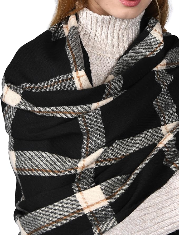 FURTALK Winter Scarf for Women Shawl Soft Tassel Plaid Large Oversized Scarves Wraps