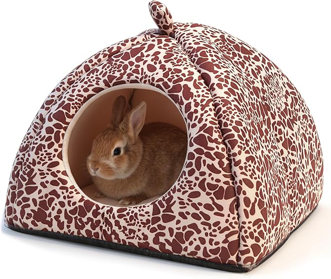 Guinea Pig Bed Rabbit Hideout Warm Fleece Cuddle Cup Washable Sleeping House for Small Animals Pet/Ferret/Chinchilla/Bunny (Red Spots)