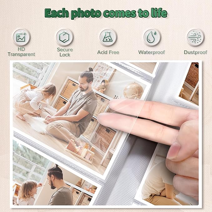 Photo Album 4x6 with 600 Pockets,Slip-in Picture Albums,Linen Cover Memory Book with Front Window,White Page Vertical Photo Book for Wedding,Family,Anniversare,Baby,Vacation