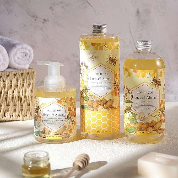 ROMIIE ZOI Foaming Hand Soap Refill, Honey & Almond, Gentle & Moisturizing Formula, 1 L/ 33.8 FL OZ