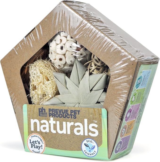 Prevue Pet Products Small Pentagon Forage 'n Play Box | Natural Small Animal Foraging Toy for Hamster, Gerbil, Guinea Pig, Rabbit, Rat, Mouse & Chinchilla Enrichment