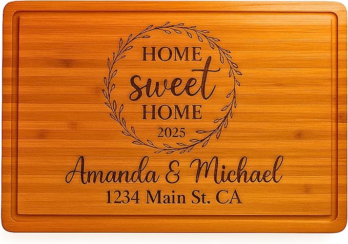 Personalized Housewarming Gifts - New Homeowner Cutting Board Gifts, Real Estate Closing Gift for Client, First Time House Buyers, Home Buyers, New Apartment & Neighbor Realtor Gifts
