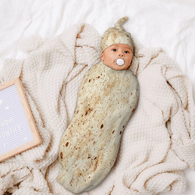 Newborn Swaddle Blankets and Hat Set Soft Cotton Baby Swaddle Wrap Warm Infant Receiving Blanket Burritos Tortilla-1