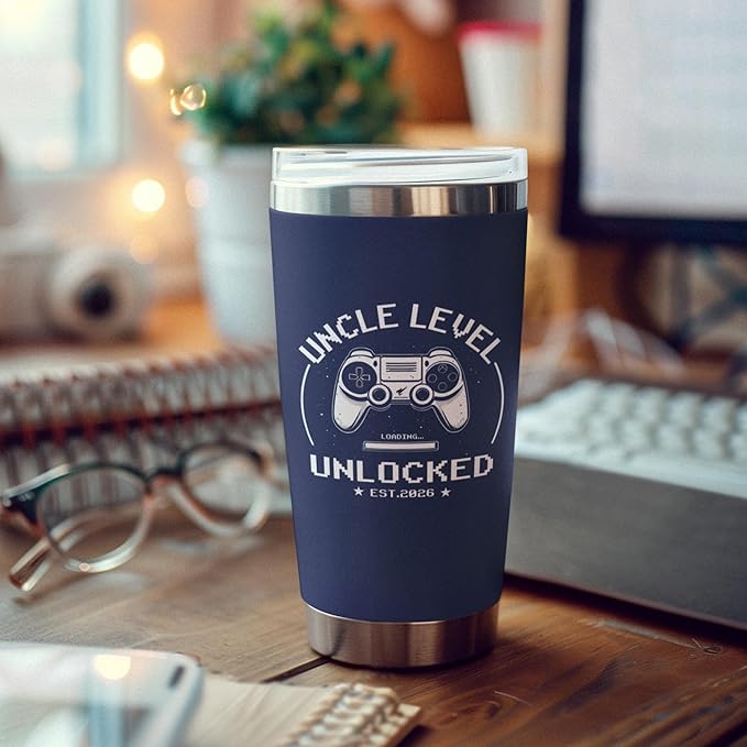 Uncle Level Unlocked Tumbler 20oz - Uncles Gifts Birthday Pregnancy Announcement Baby Gift for Promoted to Uncle 2026, You’re Going to Be an Unkie - Christmas, Father’s Day, Valentine Present