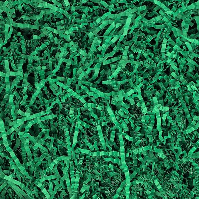 NEWMIAO 1LB Green Crinkle Cut Paper Shred Filler, Gift Box Stuffing Decorative Shredded Crinkle Paper, Holiday Shred Filler for Christmas Gift Bags Baskets and Packaging