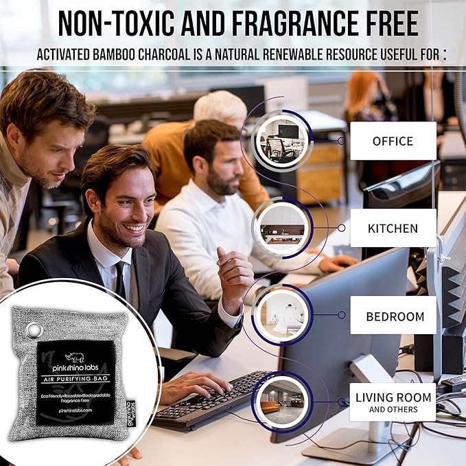 Nature Fresh Premium Bamboo Charcoal Air Purifying Bag - Scent Free Odor Eliminator for Home and Car- Kid and Pet Friendly Air Fresheners and Odor Absorber - Activated Charcoal 1x 500g