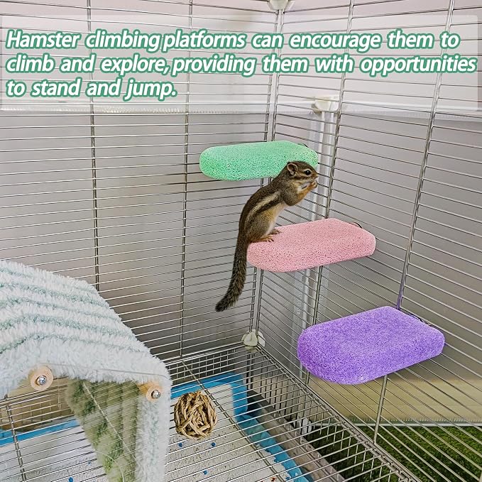 3 Pack Hamster Rat Lava Ledge Platform Teeth Grinding Chewing Toy (L) | Chinchillas Pumice Teeth Grinding Block Perch Stand Jumping Platform Small Animals Cage Accessories for Gerbil Mouse Bird