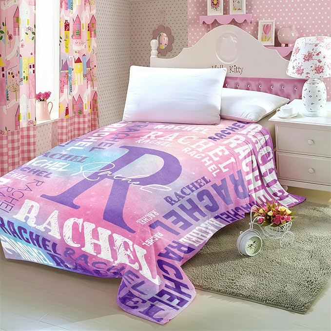 Personalized Blankets for Teen Girls Boys - Printed in USA, Custom Blanket with Kids Names, Ultra-Soft Flannel Monogrammed Baby Throws Blankets, Customized Christmas Brithday Gifts for Adults