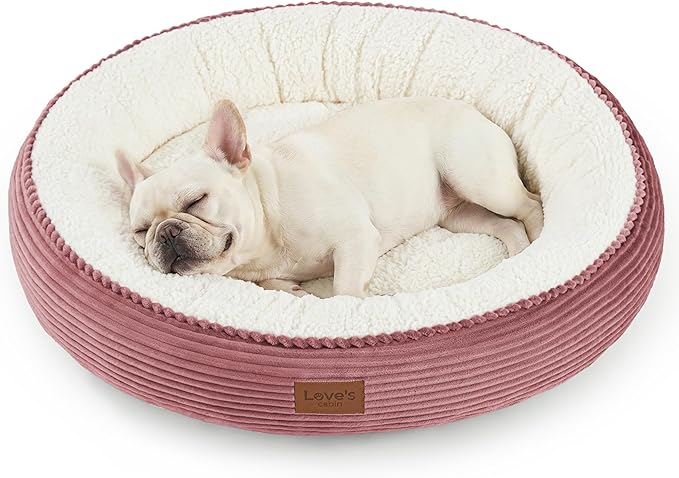 Love's cabin Round Donut Cat and Dog Cushion Bed, 30in Pet Bed for Medium or Large Dogs, Anti-Slip & Water-Resistant Bottom, Soft Durable Fabric Pet Beds, Washable Calming Cat Bed, Dusty Rose