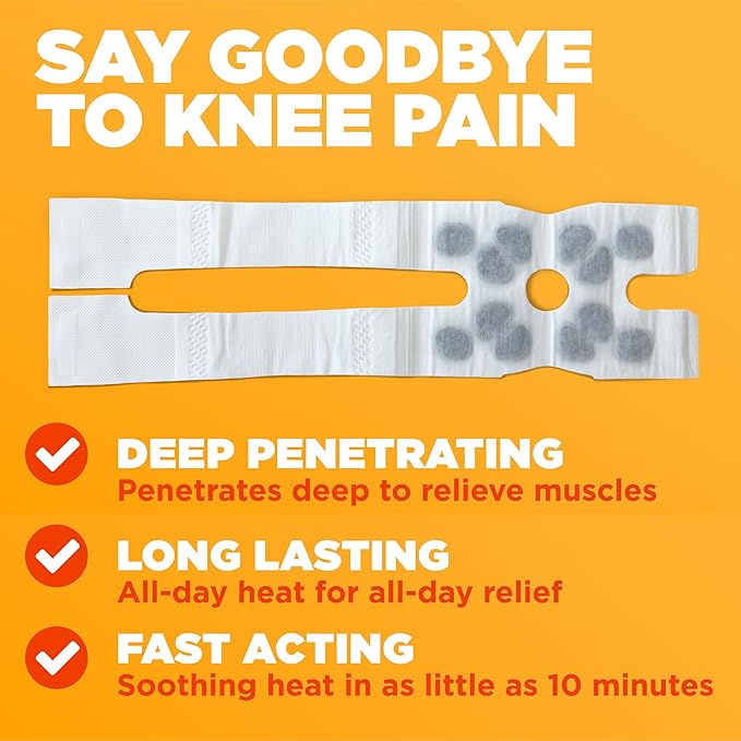 ThermaCare Knee HeatWraps - Targeted Knee Pain Relief with 8-Hour Therapeutic Heat - Flexible, Discreet, Drug-Free Portable Heat Therapy (2-Count)