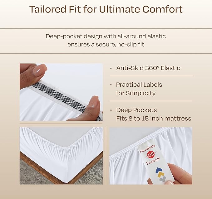 California Design Den Luxury Twin Sheets Set - Buttery Soft 800 Thread Count, 100% Cotton Sheets Sateen, Deep Pockets, Durable Bedding Set - White