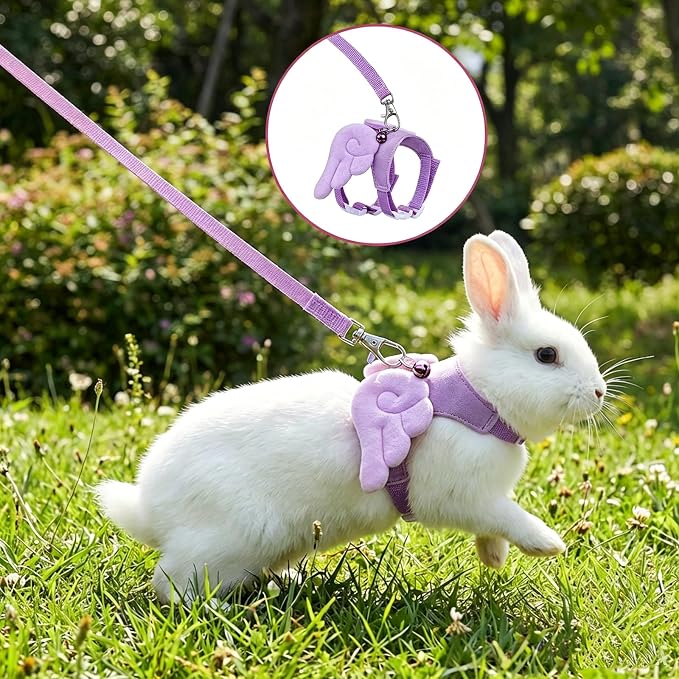 Ferret Harness and Leash Set Small Animals Vest Harness Soft-Harness Leash Vest Set with Bell Guinea Pig Clothes for Baby Ferret Rats Hamster Teacup Chihuahua Mouse Small Pet (Purple)