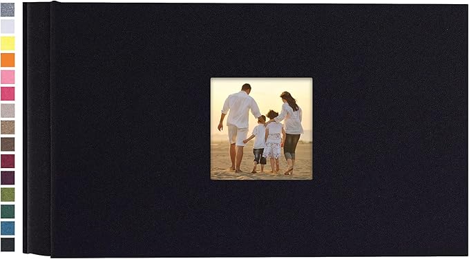 potricher Small Photo Album 4x6 100 Photos Linen Cover Picture Photo Book for Family Wedding Anniversary Baby Vacation (Black,100 Pockets)