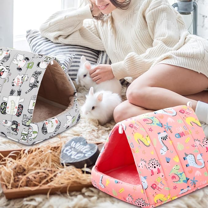 Cinnvoice Guinea Pig Hideout Bed Washable House Cage, Wonder Tale, 9.8 in | Soft Tunnel for Hamster Rabbit Bunny Chinchillas Hedgehog Mice Rat, Cozy Hideaway Habitat Accessories, Removable Cushion Pad