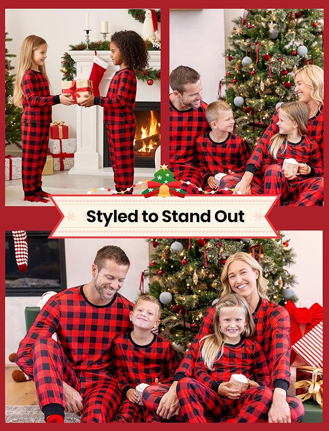 PATPAT Christmas Family Matching Pajama Sets Includes Christmas Socks - Perfect for Family Photos & Holiday Celebrations