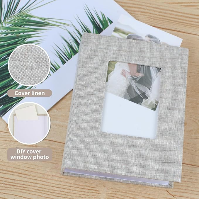vivinin 2 Pack Photo Album 5x7, Linen Cover Photo Book, Small Photo Album Book for 36 Pockets Hold 72 Pictures, Picture Book for Photos Family Anniversaries Baby Vacations (Beige)