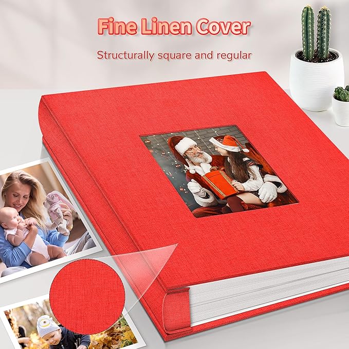 Photo Album 4x6 with 600 Pockets,Slip-in Picture Albums,Linen Cover Memory Book with Front Window,White Page Vertical Photo Book for Wedding,Family,Anniversare,Baby,Vacation