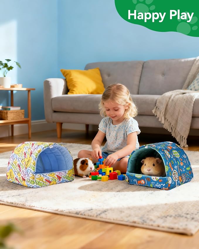 2 PCS Guinea Pig Hideout Guinea Pig House,Washable Hamster Hideout Small Animal Cage Accessories for Mouse Chinchillas Hamsters Hedgehogs Ferrets Bearded Dragons and Rats