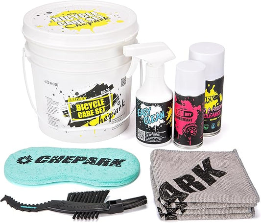 CHEPARK Cleaning Kit-Bike Wash & Drivetrain Essentials Kit with bike clean,Bicycle Degreaser,dry Lubricant,Cleaning Brush Tool-Bike Maintenance for Mountain Road Gravel Bikes